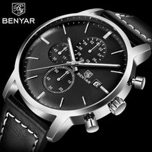 Load image into Gallery viewer, Business Watch Men Fashion Waterproof Military Chronograph Sport Quartz Wristwatch Leather Bracelet
