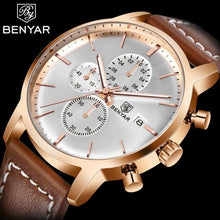 Load image into Gallery viewer, Business Watch Men Fashion Waterproof Military Chronograph Sport Quartz Wristwatch Leather Bracelet
