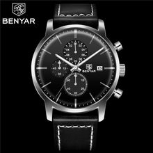 Load image into Gallery viewer, Business Watch Men Fashion Waterproof Military Chronograph Sport Quartz Wristwatch Leather Bracelet
