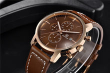 Load image into Gallery viewer, Business Watch Men Fashion Waterproof Military Chronograph Sport Quartz Wristwatch Leather Bracelet
