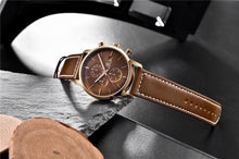 Load image into Gallery viewer, Business Watch Men Fashion Waterproof Military Chronograph Sport Quartz Wristwatch Leather Bracelet
