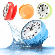 Load image into Gallery viewer, Waterproof Shower Wall Mini Clock Kitchen Bathroom Bath Watch Suction Cup Battery Operated Living Room Bathroom Wall Clock, Waterproof Suction Cup Silent Non Ticking Clocks with Stand for Desk Bedroom Home Office School
