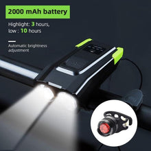 Load image into Gallery viewer, 4000mAh Bicycle Front Light Set USB Rechargeable Smart Headlight With Horn 800 Lumen LED Bicycle Light Set USB Rechargeable Super Bright  Bike Headlight
