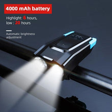 Load image into Gallery viewer, 4000mAh Bicycle Front Light Set USB Rechargeable Smart Headlight With Horn 800 Lumen LED Bicycle Light Set USB Rechargeable Super Bright  Bike Headlight
