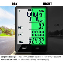 Load image into Gallery viewer, Wireless Bike Computer Rainproof Speedometer Odometer Stopwatch Wireless Waterproof Bicycle Cycle Speedometer And Odometer With Automatic Wake-up Backlight Motion Sensor LCD Display
