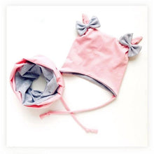 Load image into Gallery viewer, Baby Cotton Hat  Autumn Winter Children Scarf Hat Sets  Bowknot Ear Baby Girl Boy Warm Beanies Cap Neck Warmer Scarf Fleece Balaclava Hood Ski Mask Cold Weather Face Mask Neck Warmer Winter Nose Warmer
