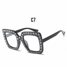 Load image into Gallery viewer, Oversized Sunglasses Square Diamond Sunglasses Women Retro Sunglasses Luxury &amp; Diamond Square Shape Sunglasses For Women Branded Attractive Any Size Crystal Sun Glasses For Ladies Gradient Classic Mirror &amp; Decent Shades
