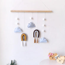 Load image into Gallery viewer, Nordic Healthier Style Cute Felt Clouds Shape Handmade Wall Hanging Fairy Tales Ornament Wooden Stick Tassel Pendant Hanging Ornaments For Kids Room Decoration Photography Props
