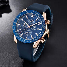 Load image into Gallery viewer, 2021 Blue Men Watch Luxury Design Watches Silicone Band Male Wrist Watches Men's Chronograph Round Watch

