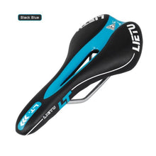 Load image into Gallery viewer, New Bicycle Saddle Ergonomic Road Bike Perforated Seat Foam Cushioned PU Leather Texture Steel Rail Cycle Accessories Mountain Bike Seat Comfortable Memory Foam Bicycle Seats For Mens
