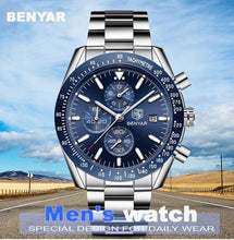 Load image into Gallery viewer, Men Top Luxury Full Steel Business Quartz Watch Men's Casual Waterproof Analog Chronograph Sports Stainless Steel Strap Watches
