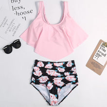 Load image into Gallery viewer, Women High Waist Bikini Plus Size Swimwear Summer Swimsuit Beach Bathing Suit Ruffle Bikini  Floral Printed Ruffle High Waist Bikini Set Women's Tummy Control Bathing Suit Swimsuit Flounce Peplum
