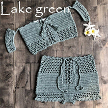 Load image into Gallery viewer, Two Piece Hand Hook Crochet Bikinis Set Swimwear
