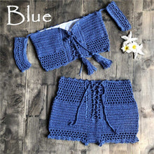 Load image into Gallery viewer, Two Piece Hand Hook Crochet Bikinis Set Swimwear

