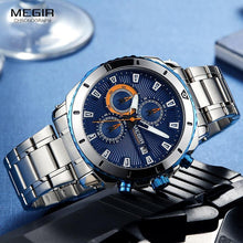Load image into Gallery viewer, Luxury Men's Business Quartz Watches Blue Fashion Chronograph Elegant Stainless Steel Wristwatches For Man
