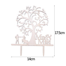 Load image into Gallery viewer, 1Pcs Hollow Letter Love Just Married Mr &amp; Mrs Cake Topper Mr and Mrs Cake Toppers Wooden Wedding Cake Topper Party Cake Decoration Mr And Mrs Cake Topper Bride and Groom Wooden Wedding Cake Topper For Wedding Party Supplies
