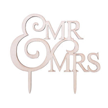 Load image into Gallery viewer, 1Pcs Hollow Letter Love Just Married Mr &amp; Mrs Cake Topper Mr and Mrs Cake Toppers Wooden Wedding Cake Topper Party Cake Decoration Mr And Mrs Cake Topper Bride and Groom Wooden Wedding Cake Topper For Wedding Party Supplies
