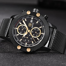 Load image into Gallery viewer, Sport Chronograph Fashion Luxury Men Watches Mesh &amp; Rubber Band Waterproof Quartz Gold Watch For Men
