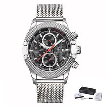 Load image into Gallery viewer, Sport Chronograph Fashion Luxury Men Watches Mesh &amp; Rubber Band Waterproof Quartz Gold Watch For Men
