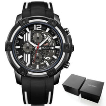 Load image into Gallery viewer, Modern Men's Black Quartz Watches Sports Silicone Strap Luminous Hands Wristwatch Luxury Waterproof Analog Watch
