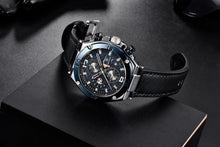 Load image into Gallery viewer, Multifunction Luxury 2021 Men's Watch Quartz Genuine Leather Strap Sport Chronograph Waterproof Men Wrist Watch
