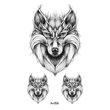 Load image into Gallery viewer, Temporary Animal Head Wolf Design Waterproof Body Sticker Fashion Tattoo For Womens Mens
