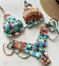 Load image into Gallery viewer, Women Push-up Bikini Swimwear Adjustable Swimsuit Bathing Suit Beachwear Women's Tie Bikini Lace Up Bottom String Swimsuit Bandage Swim Beach Wear Summer Comfortable Bikini Set
