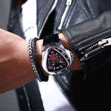 Load image into Gallery viewer, Elegant Sport Triangle Mens Watch Luxury Racing Modern Design Black Classic Leather Strap Wrist Watch For Men
