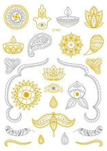 Load image into Gallery viewer, Luxury Metallic Temporary Tattoo Gold Silver Flower Sticker Long Lasting Gold Design For Womens
