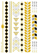 Load image into Gallery viewer, Luxury Metallic Temporary Tattoo Gold Silver Flower Sticker Long Lasting Gold Design For Womens
