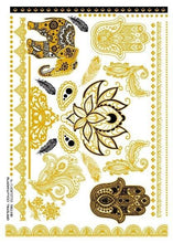 Load image into Gallery viewer, Luxury Metallic Temporary Tattoo Gold Silver Flower Sticker Long Lasting Gold Design For Womens
