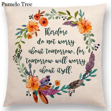 Load image into Gallery viewer, Newest Floral Quotes Decorative Pillow Covers Fresh Flowers Garland Inspirational Words Decorative Cotton Linen Throw Pillow Cushion Covers And Gifts For Women Daughter Mum Best Friend Birthday Home Decorations
