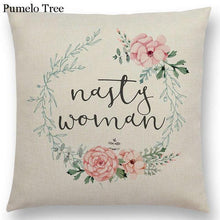 Load image into Gallery viewer, Newest Floral Quotes Decorative Pillow Covers Fresh Flowers Garland Inspirational Words Decorative Cotton Linen Throw Pillow Cushion Covers And Gifts For Women Daughter Mum Best Friend Birthday Home Decorations
