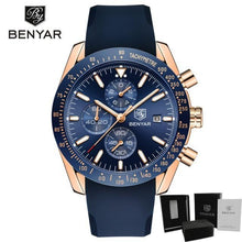 Load image into Gallery viewer, 2021 Blue Men Watch Luxury Design Watches Silicone Band Male Wrist Watches Men's Chronograph Round Watch
