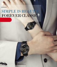 Load image into Gallery viewer, Couple Watches Popular Casual Quartz Women Men Watch Clock Boys Girls Ultra Thin Leather Wristwatch Minimalist Analog Quartz Ultra Thin Watches Leather Strap Fashion Casual Date Watch Waterproof Wrist Watch
