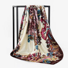 Load image into Gallery viewer, Luxury Long Soft Square Silk Scarves Lightweight Elegant Satin Silk Soft Head Wrap Escharpe Hijab Scarf Muslim Female Silky Shawls Wrap Hair Head Scarves Bandanna For  Women 90*90cm
