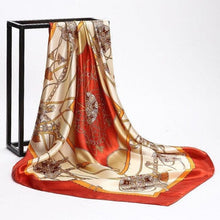 Load image into Gallery viewer, Luxury Long Soft Square Silk Scarves Lightweight Elegant Satin Silk Soft Head Wrap Escharpe Hijab Scarf Muslim Female Silky Shawls Wrap Hair Head Scarves Bandanna For  Women 90*90cm
