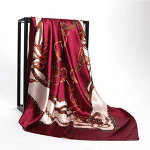 Load image into Gallery viewer, Luxury Long Soft Square Silk Scarves Lightweight Elegant Satin Silk Soft Head Wrap Escharpe Hijab Scarf Muslim Female Silky Shawls Wrap Hair Head Scarves Bandanna For  Women 90*90cm
