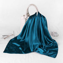 Load image into Gallery viewer, Luxury Long Soft Square Silk Scarves Lightweight Elegant Satin Silk Soft Head Wrap Escharpe Hijab Scarf Muslim Female Silky Shawls Wrap Hair Head Scarves Bandanna For  Women 90*90cm
