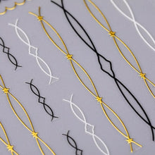 Load image into Gallery viewer, Nail Strip Stickers Black Gold Rose Gold Silver Metal Strip Tape Nail Art Adhesive Foil Tips Nail Sticker Decals Metallic Curve Strip Line Nail Decal Self-Adhesive 3D Wave Design Decoration for Women Girls Tape Nail Art Stickers Decal Decoration

