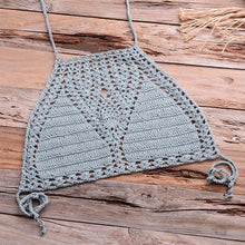 Load image into Gallery viewer, Handmade Vintage Crochet Bikinis Knitted Cotton Swimwear Women's Crochet Swimsuit Two Pieces Bathing Suits Bikini Swimsuit Top Bottom Bandage Modern Women Beachwear For Summer
