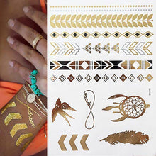 Load image into Gallery viewer, Body Tattoo Art Painting Stickers Glitter Gold Silver Temporary Waterproof Nontoxic Long Lasting Tattoos
