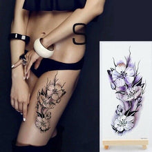 Load image into Gallery viewer, Purple 3D Flower Tattoos Waterproof Luxury Tattoo Rose Lotus Flower Body Art Fashion Stickers For Womens
