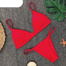 Load image into Gallery viewer, Colors Solid Bikini Set Push Up Swimwear Two Piece Swimsuit Swimwear Halter String Triangle Bikini Sets Women Swimsuit Low Waist Halter Two Pieces Bathing Suit
