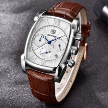 Load image into Gallery viewer, Luxury Business Men's Watches Brown Casual Wrist Leather Strap Waterproof Classic Rectangle Square Watch
