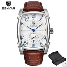 Load image into Gallery viewer, Luxury Business Men's Watches Brown Casual Wrist Leather Strap Waterproof Classic Rectangle Square Watch
