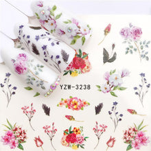 Load image into Gallery viewer, Flower Animal Designs Water Transfer Sticker Nail Art Decals Fashion Wraps Tips Manicure Tools Nail Watermark Decals iridescent Decoration Nail Self-Adhesive Decals Nail Stickers Water Transfer Fresh Nail Decals for Nail Art
