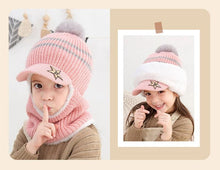 Load image into Gallery viewer, Thick Knitted Acrylic Winter Beanie Hats For Kids Child Outdoor Warm Balaclava Cap Girls Boys Bib Mask Face Cover Hairball Hat  Beanie Cap Mask Scarf Hat Set Outdoor Sport Warm Beanies Hat For Men Knitted Hats Bandana Hiking Camping Kid Neck Warmer Cap
