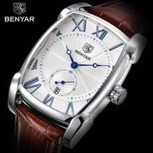 Load image into Gallery viewer, Luxury Business Men's Watches Brown Casual Wrist Leather Strap Waterproof Classic Rectangle Square Watch
