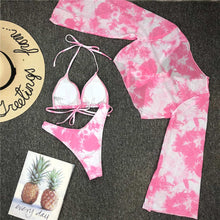 Load image into Gallery viewer, New Bikini Bikini Swimsuit For Women 3 Pieces Set Knot Front Off Shoulder Cover Up with Halter Bikini Sets Bathing Suit Women Swimwear Female Swimsuit Three-pieces Bikini set Halter Bather Bathing Suit Swim Beach Lady
